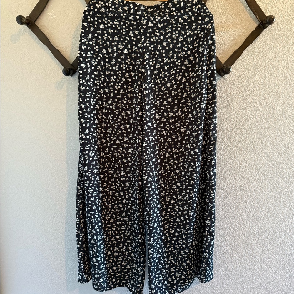 SHEIN Black and White Floral Wide Leg Pants